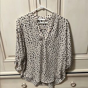 Lush Cream and Black Animal Patterned Blouse